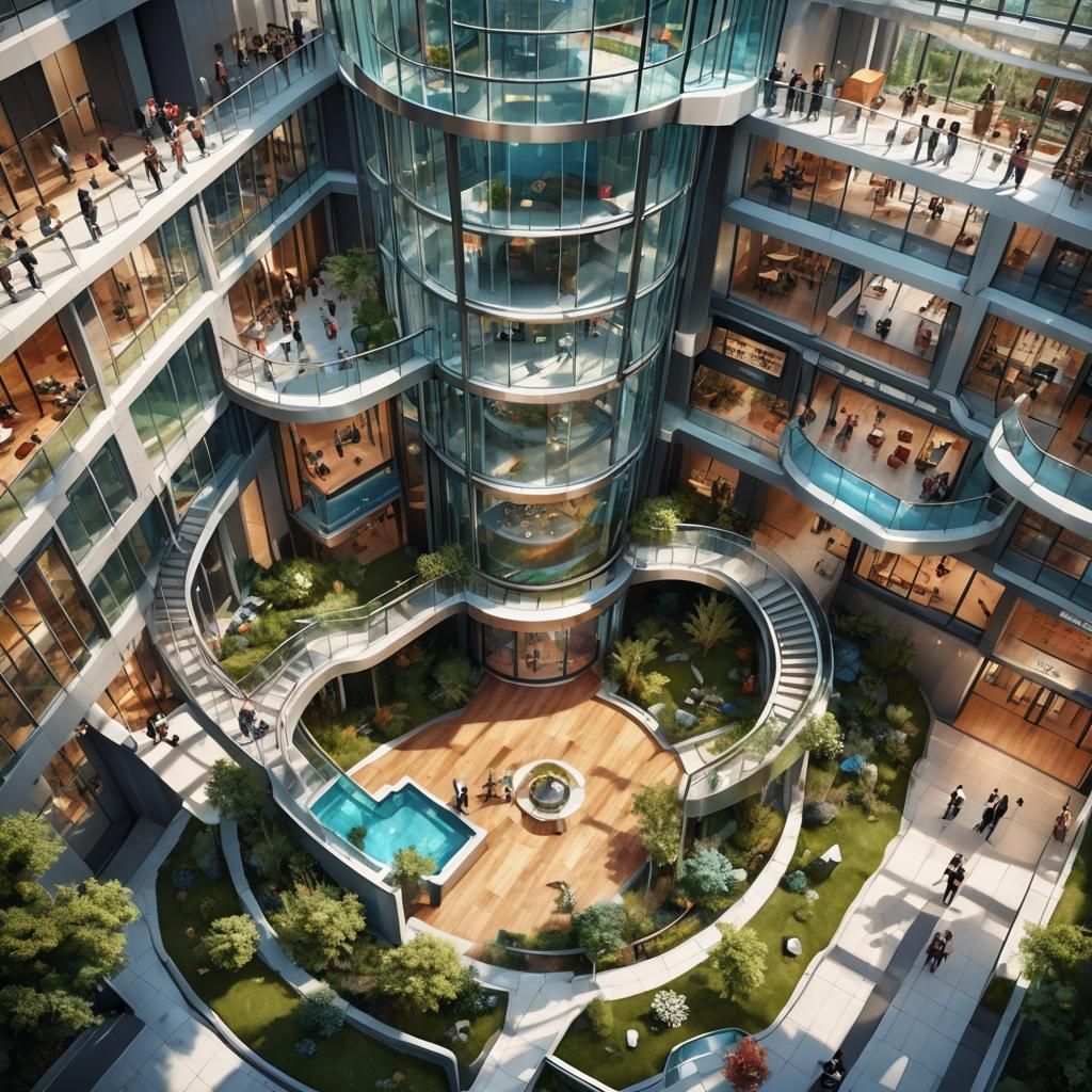 Hyperrealistic Glass and Steel Celebration Hall