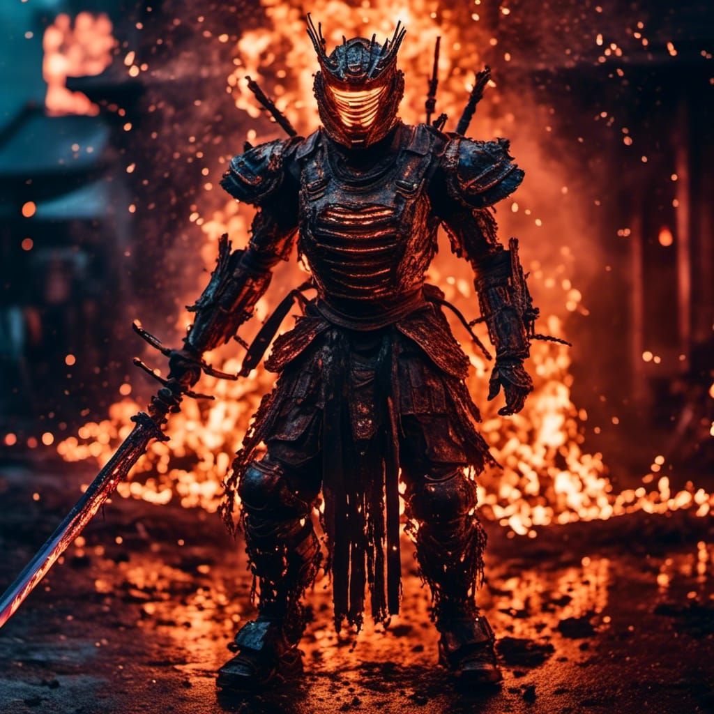 Cyberpunk Samurai Robot Ready to Strike