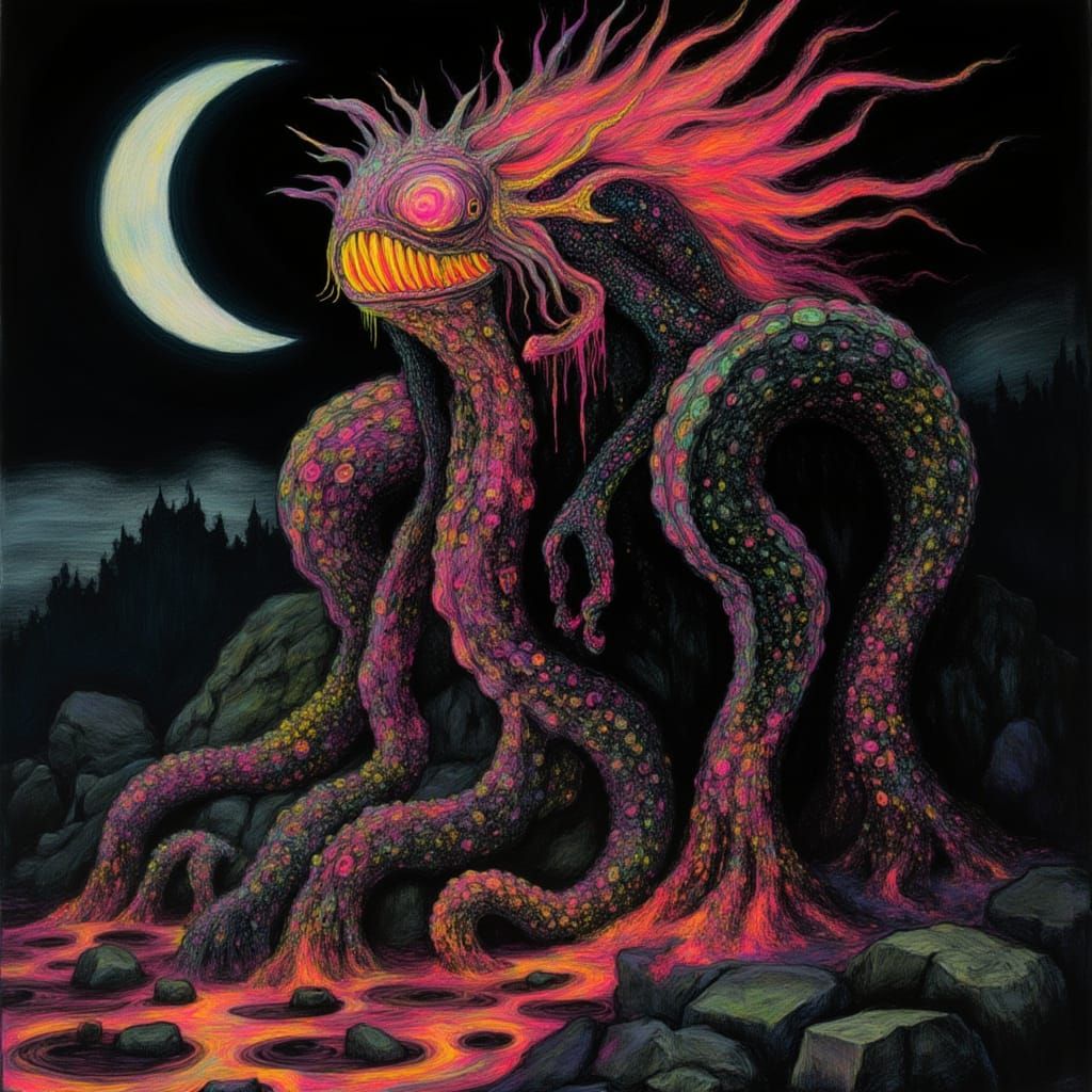 Grotesque Hydnora Plant Sculpture in Hellfish Style