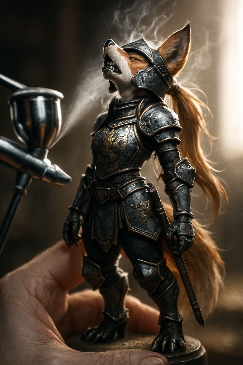 Miniature Fox Knight Model with Ornate Armour