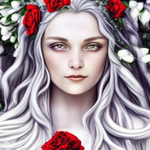 Frost Queen's Daughter Portrait in High Gothic Style