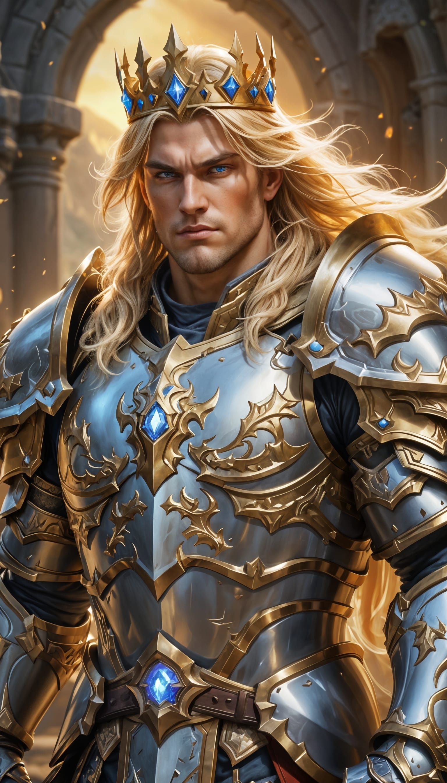 Epic High Fantasy Paladin in Warcraft Style