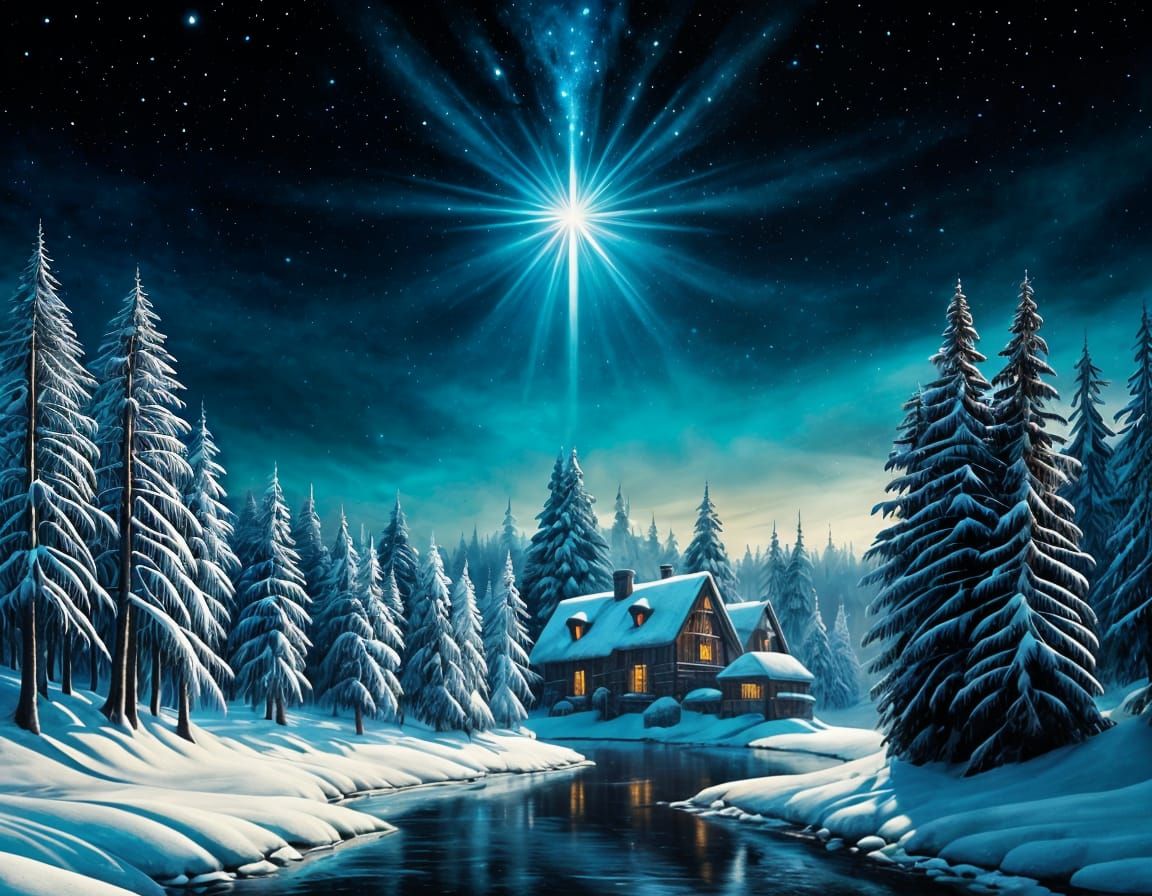 Winter Wonderland Christmas Scene in Art Deco Style