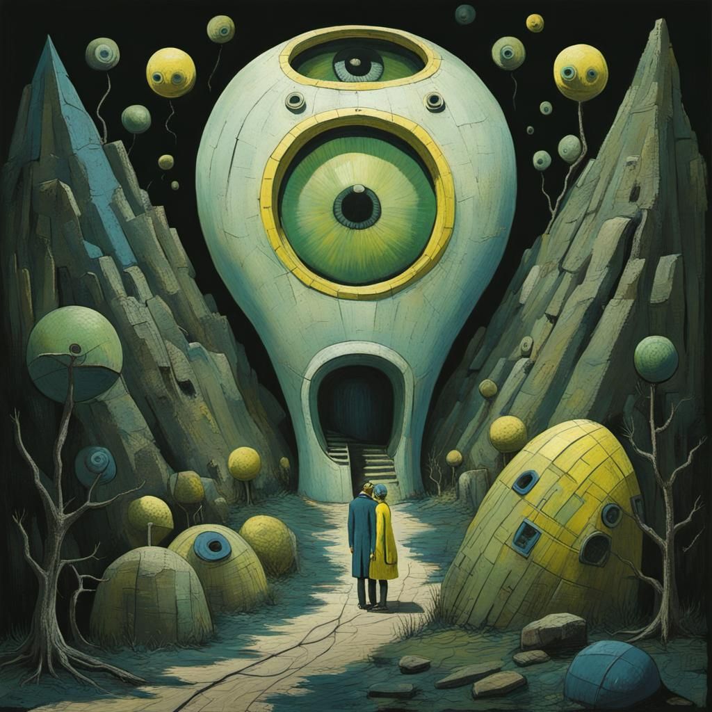 Colorful Art Brut Portrait in Deep Color