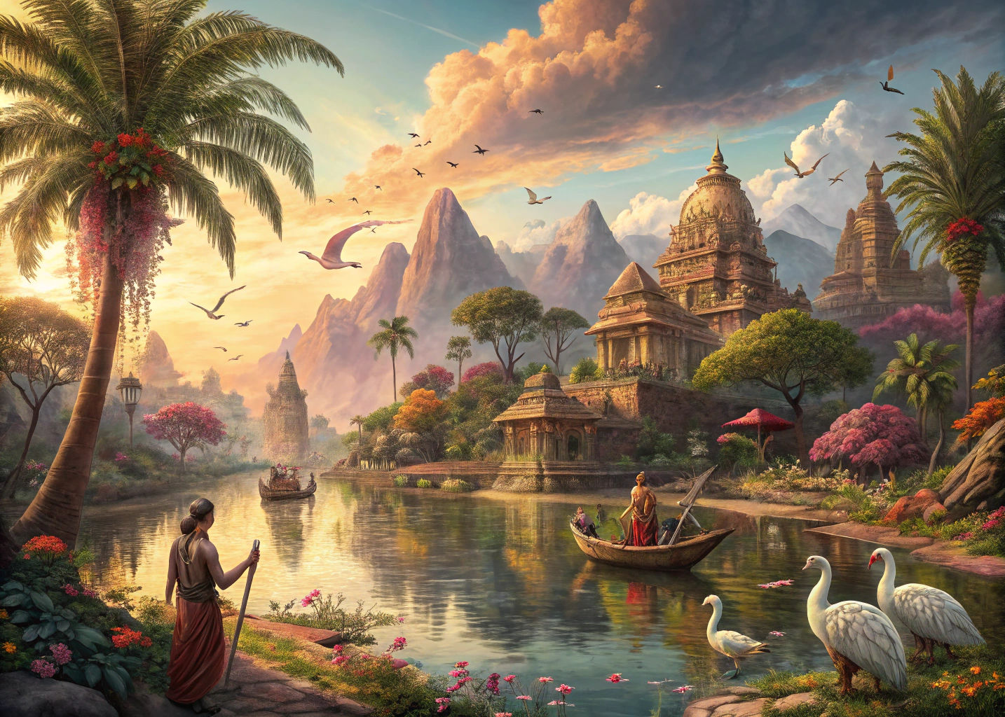 Surreal Antediluvian India Civilization in 3D