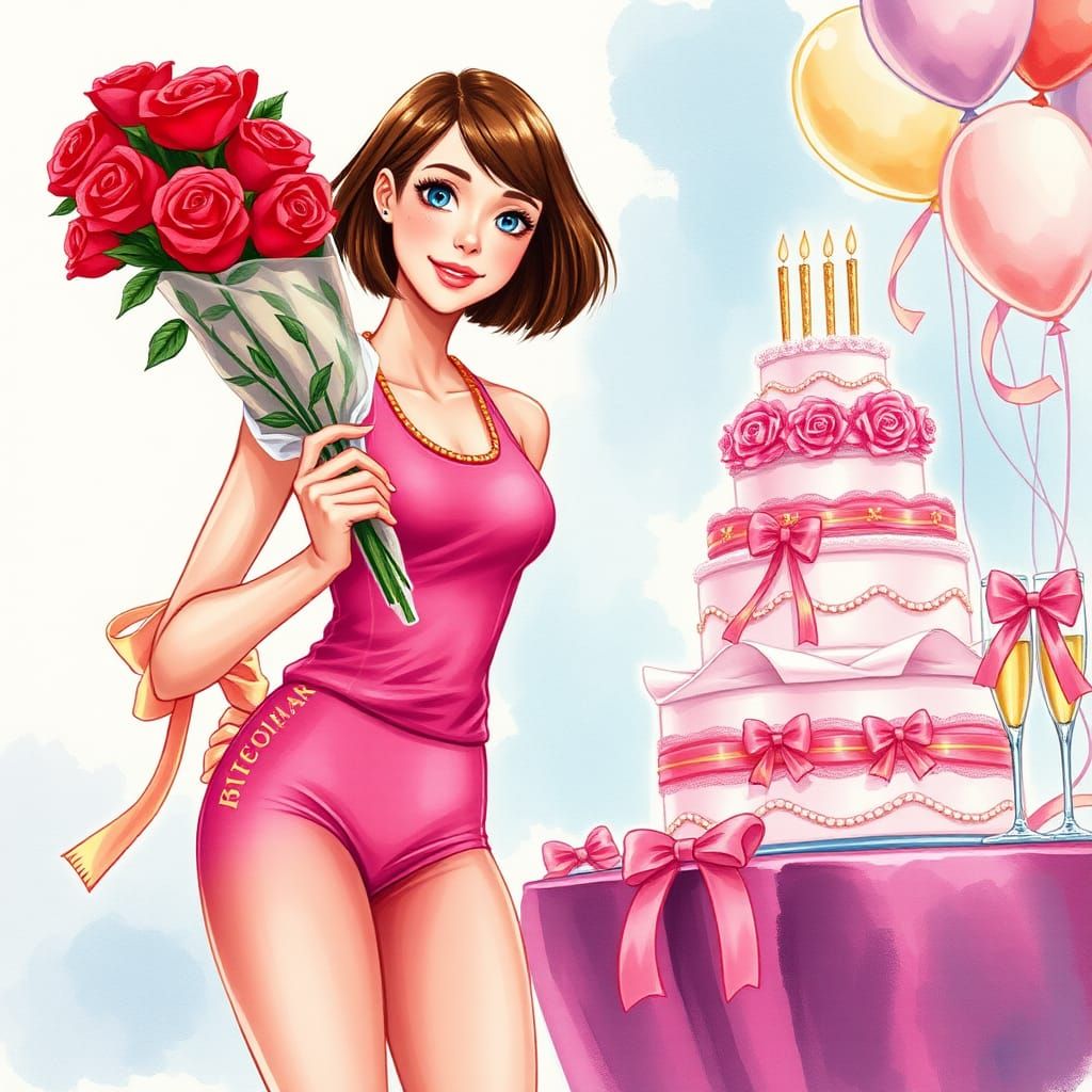 Athlete Celebrates Birthday in Storybook Watercolor Style