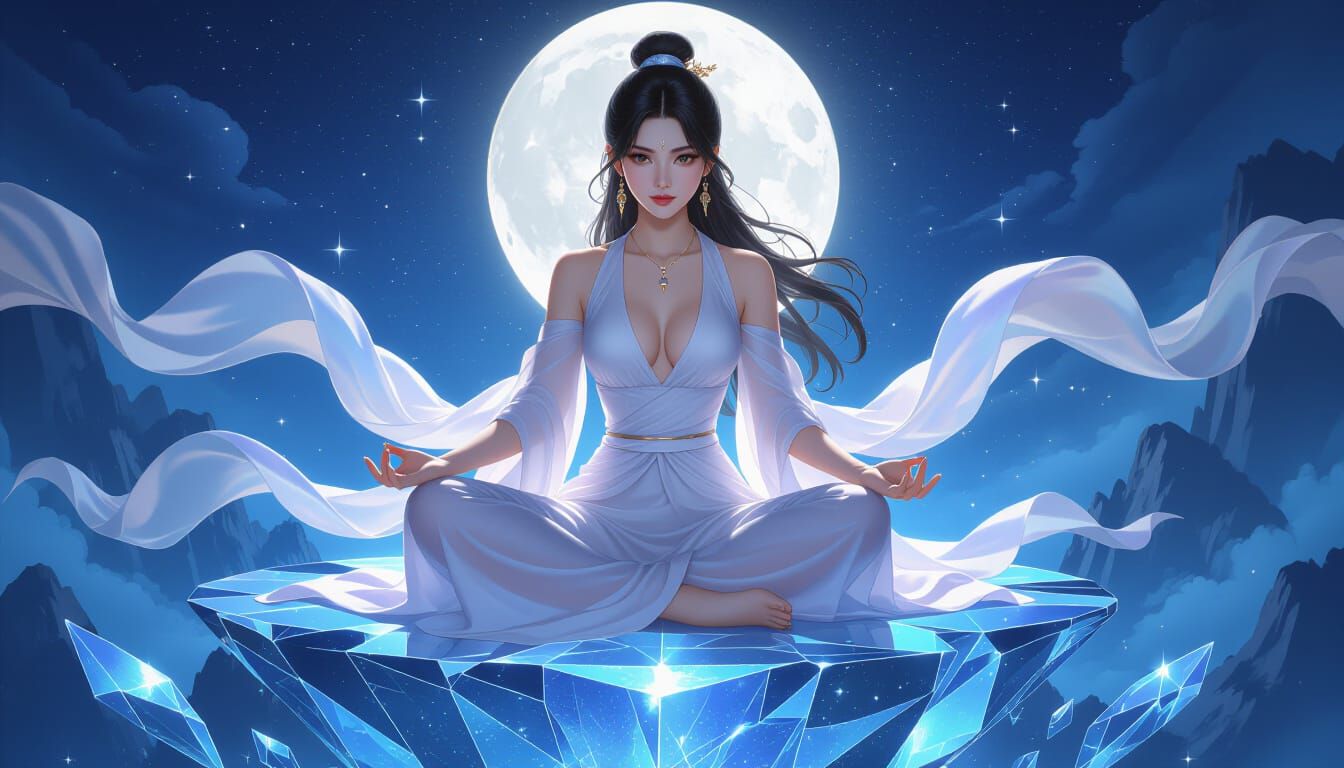 Female Cultivator in Cosmic Silk, Digital Painting