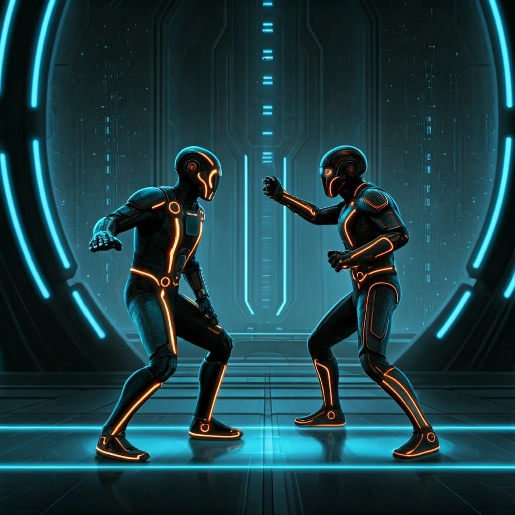 Epic Cyberpunk Duel Unfolds in Neon-Lit Future