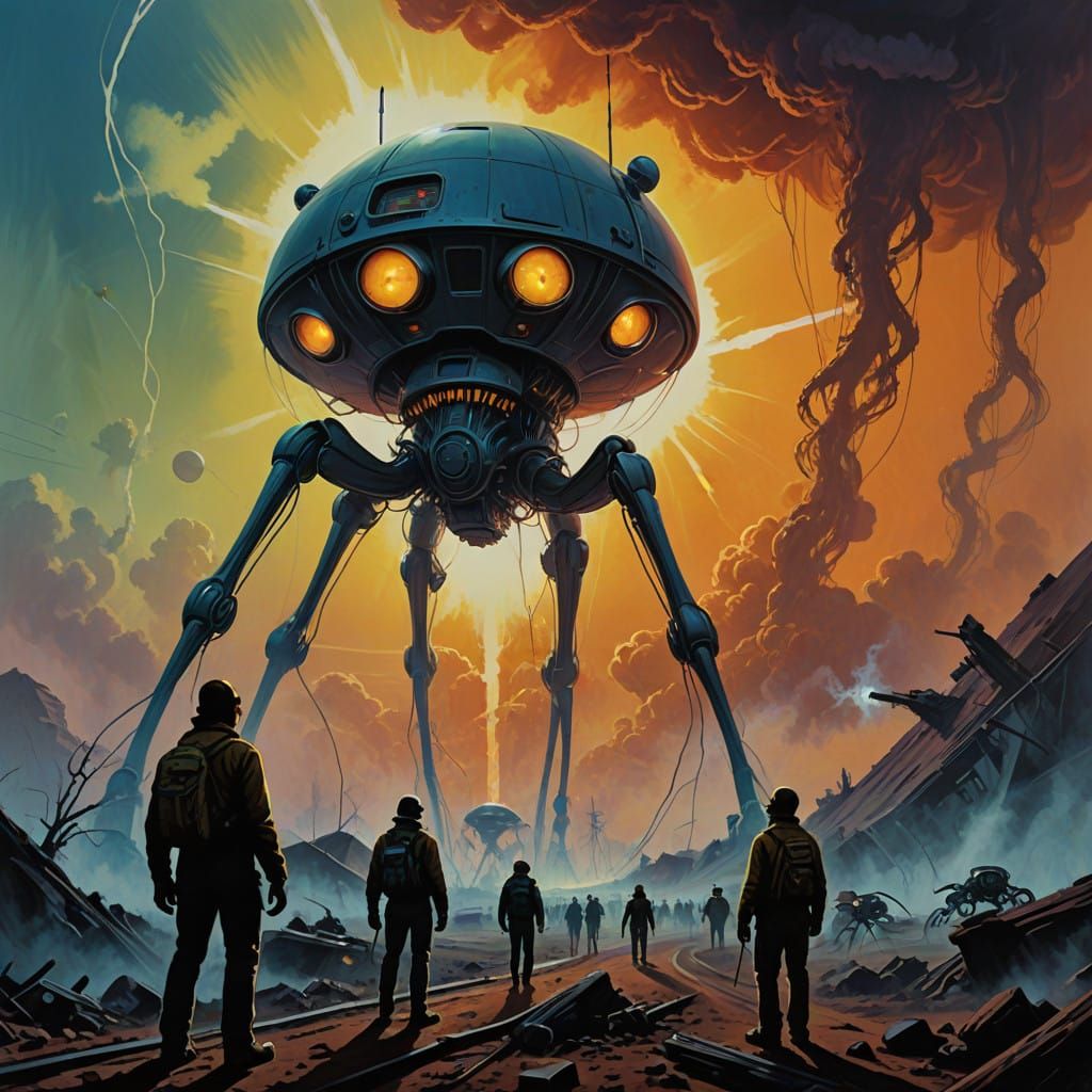 Eerie Cyberpunk Apocalypse in Vibrant Retro-Style