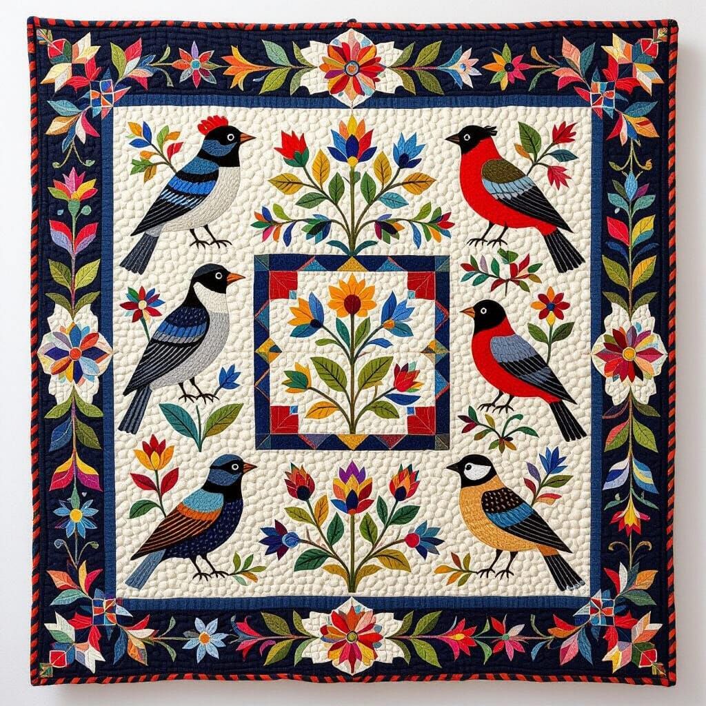 British Columbia Wool Quilt in Baltimore Album Style