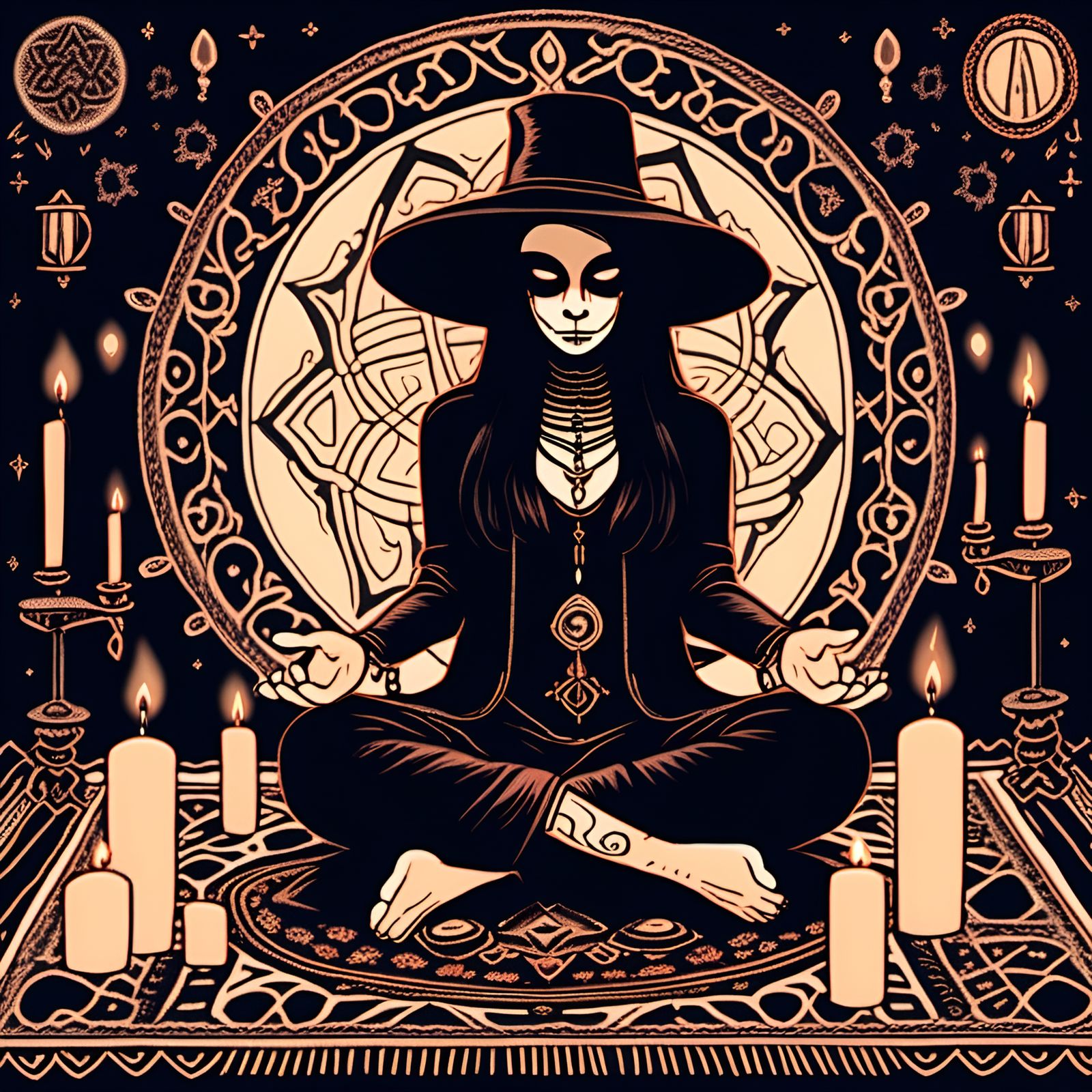 Mystical Ritual with Candles and Gothic Attire