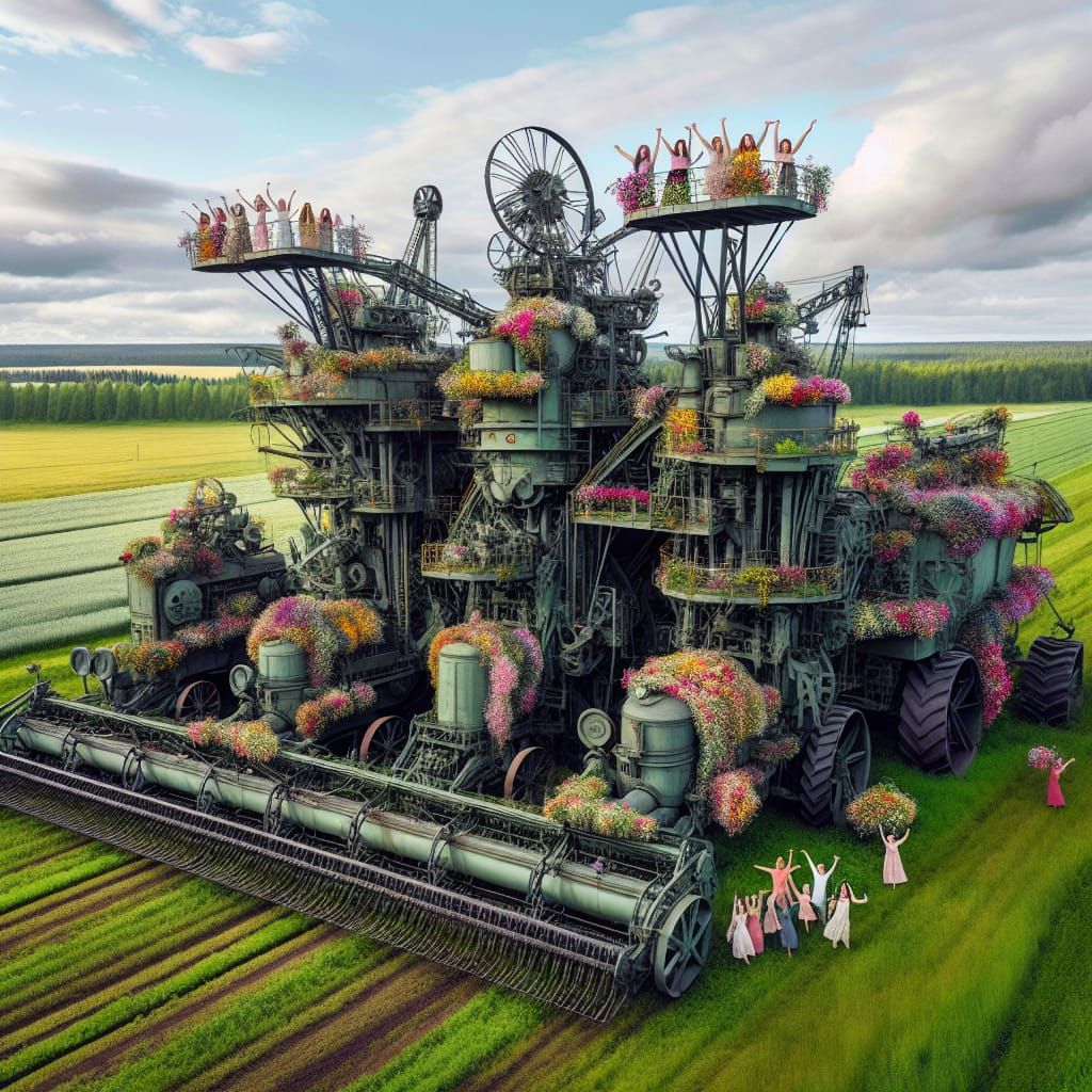 Rustic Farming Mechs Decorated with Flowers