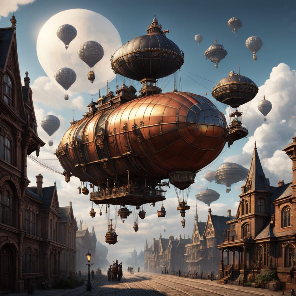 Majestic Steampunk Metropolis in the Sky