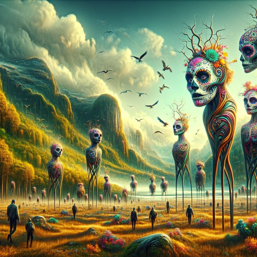 Day of the Dead Mannequins in Wilderness: Digital Matte Pain...