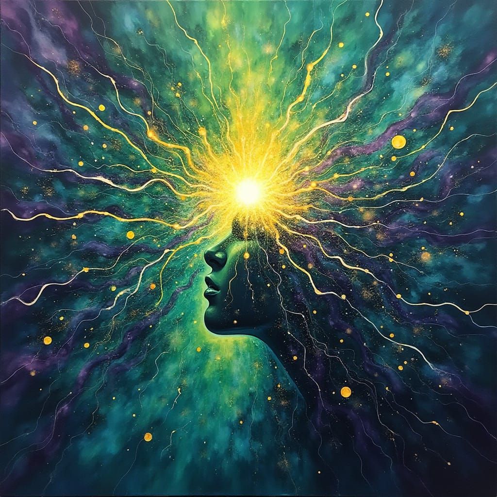 Emerging Cosmic Consciousness in Dreamlike Gouache