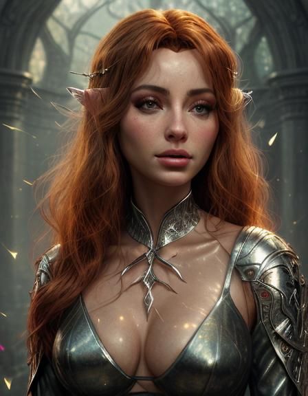 Redhead Elf Conjuring Magic in Hyper-Detailed Portrait