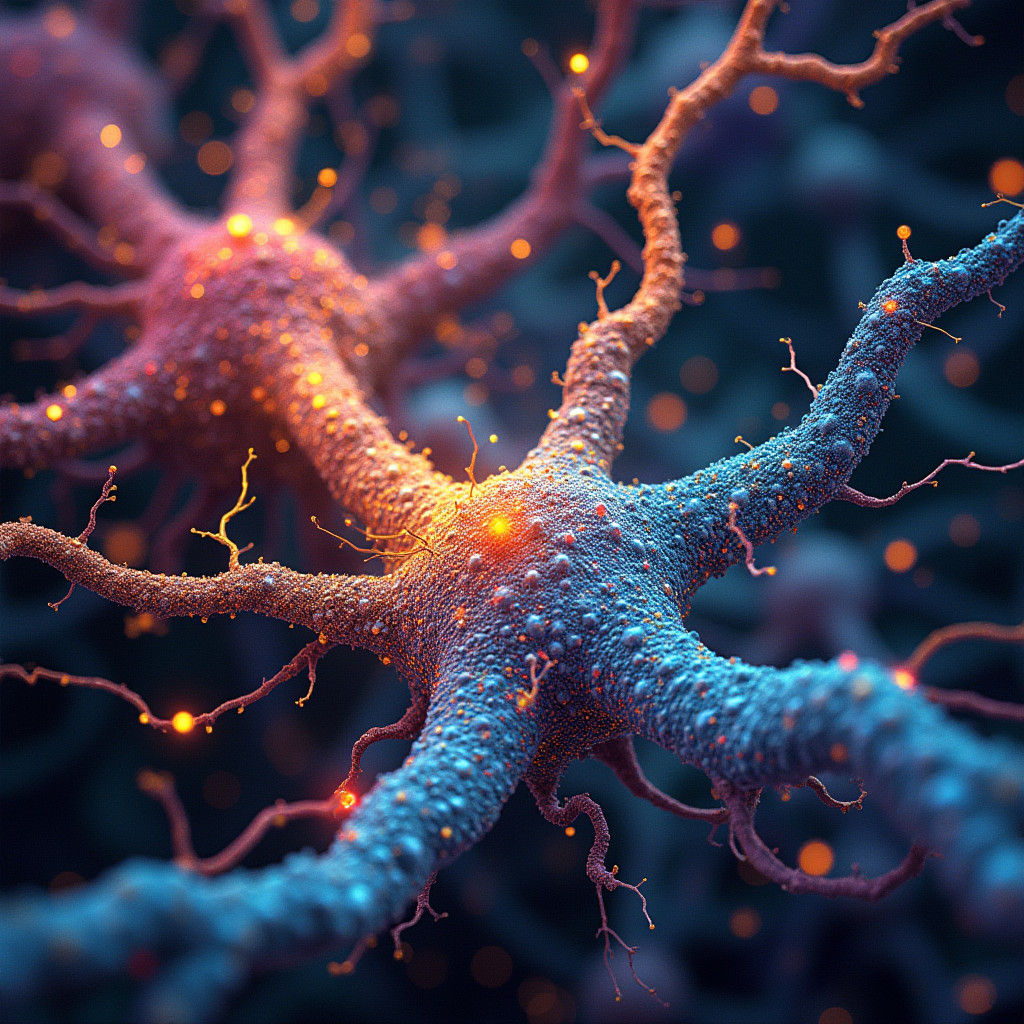 Vibrant Neuron Network in a Dynamic Digital Art Style