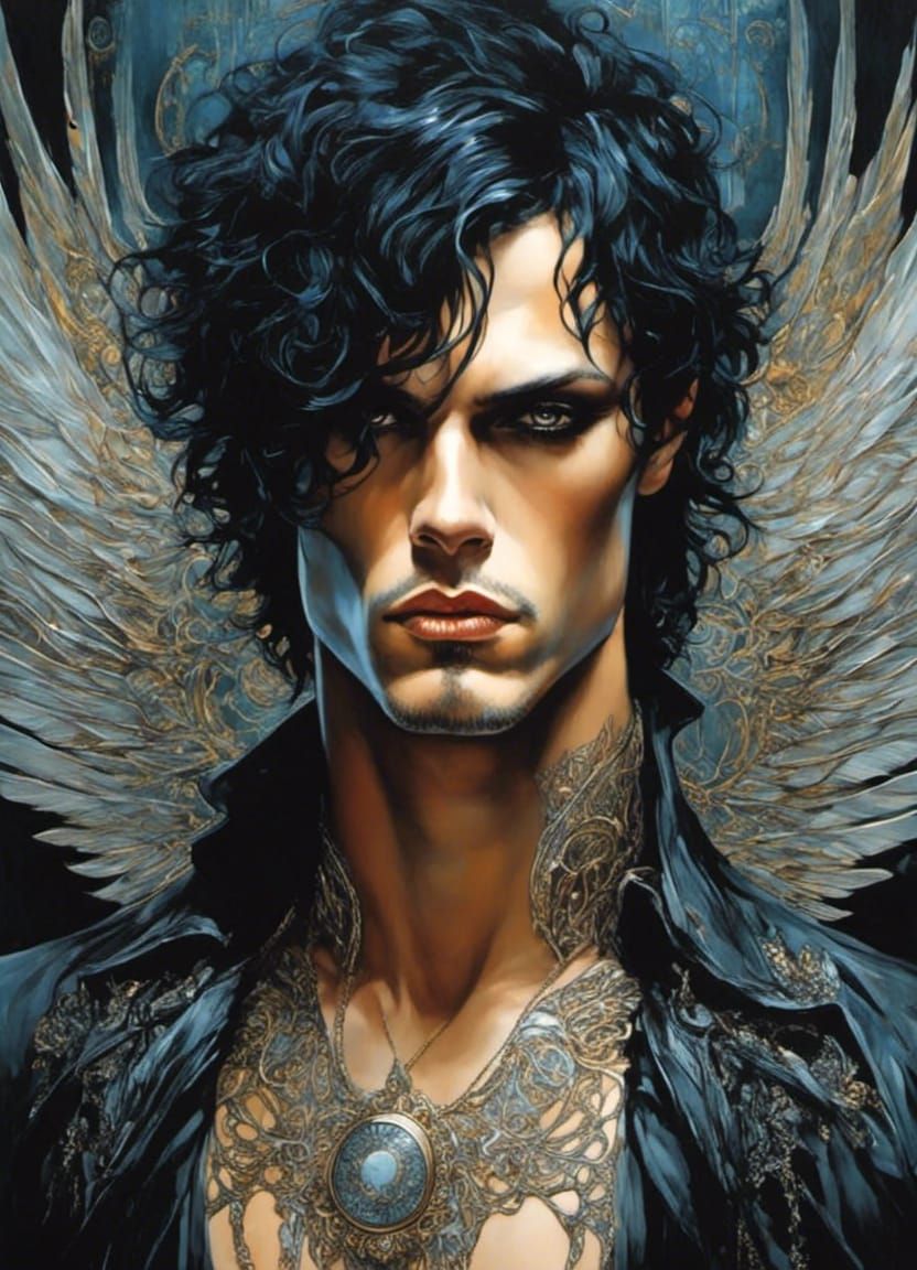 Winged Cyber Angel in High-Tech Armor