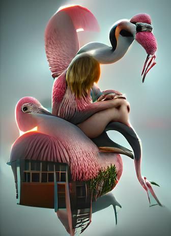 Vibrant Flamingo in Shallow Water