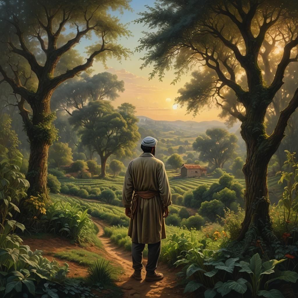 Arab Farm Landscape in Atmospheric Lighting