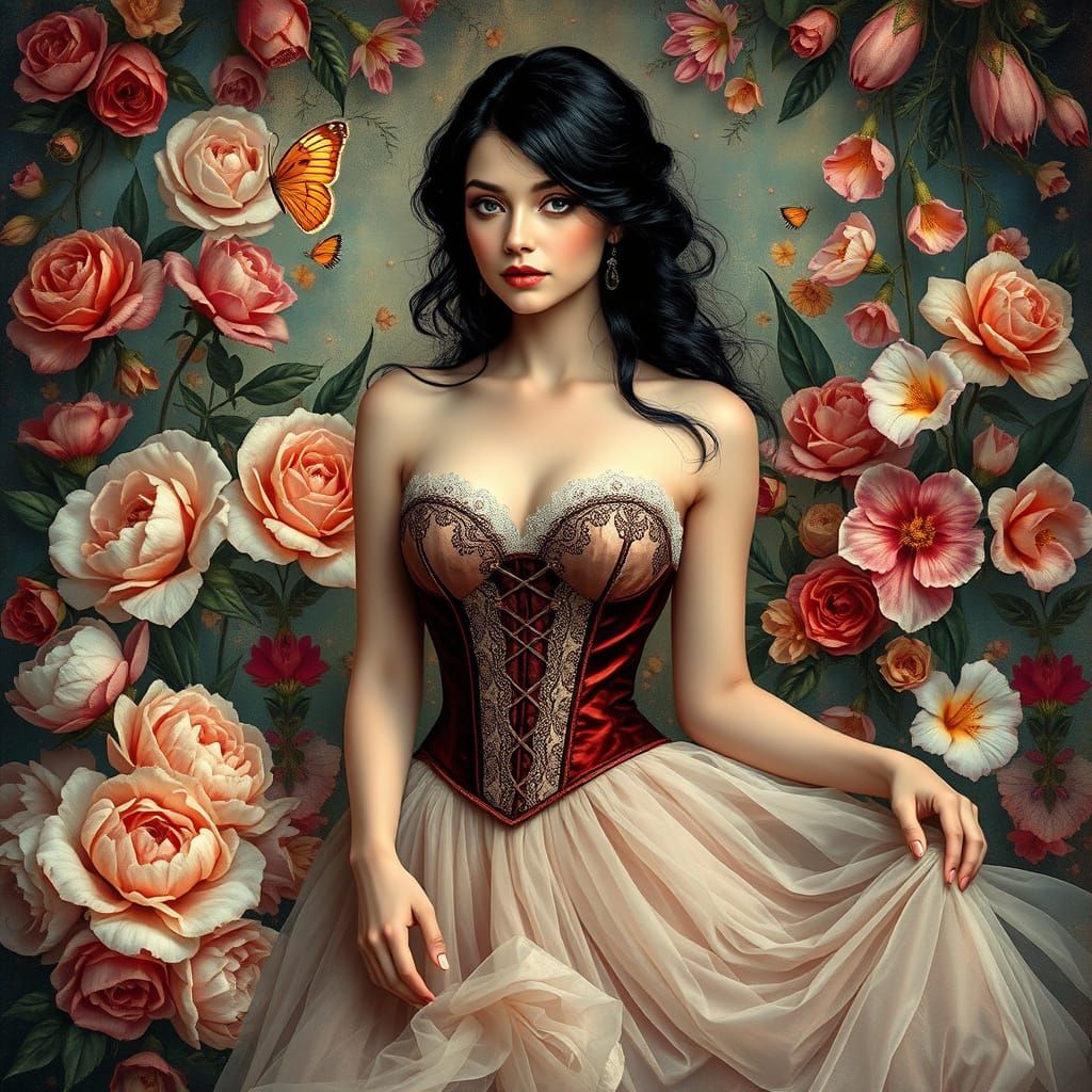 Steampunk Florist Goddess in Dreamlike Whimsy