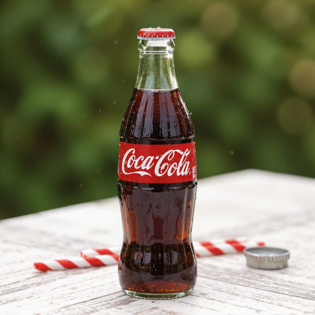 Coca-Cola Bottle with Condensation in Minimalist Pub