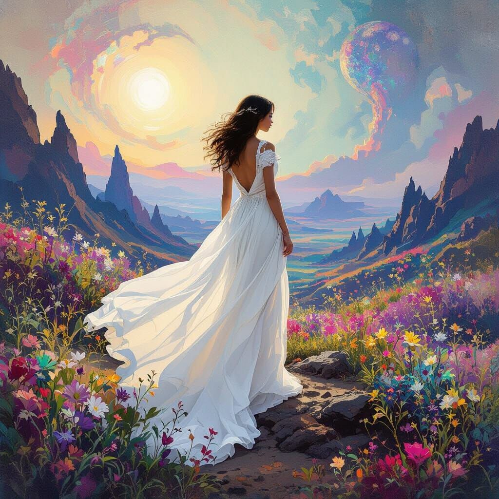 Ethereal Woman on Alien Planet, Waterhouse Style