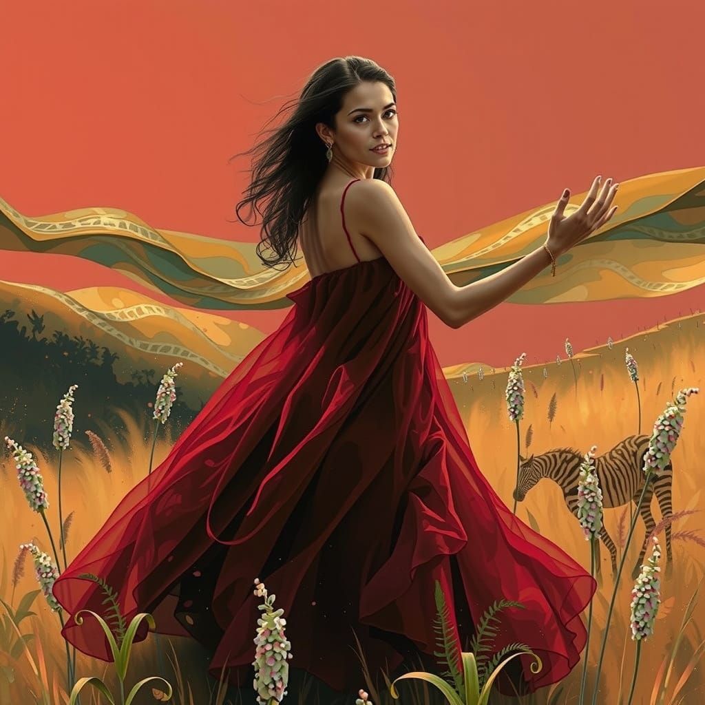 Woman in Garden of Earthly Delights: Abstract Expressionism