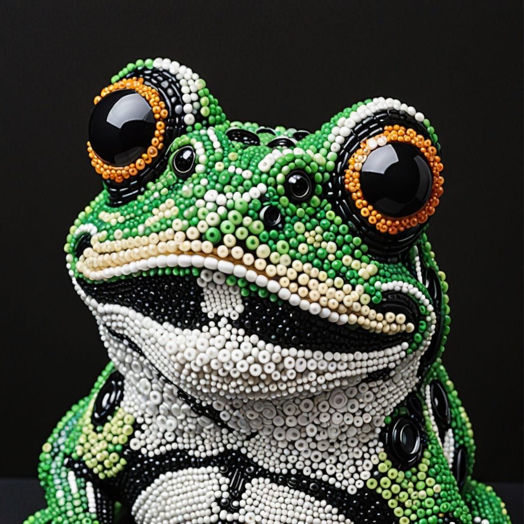 Beaded Frog with Big Black Eyes
