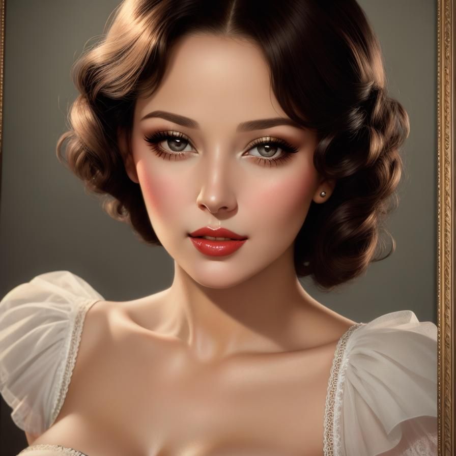 Glamorous Woman Portrait in Pin-Up Style
