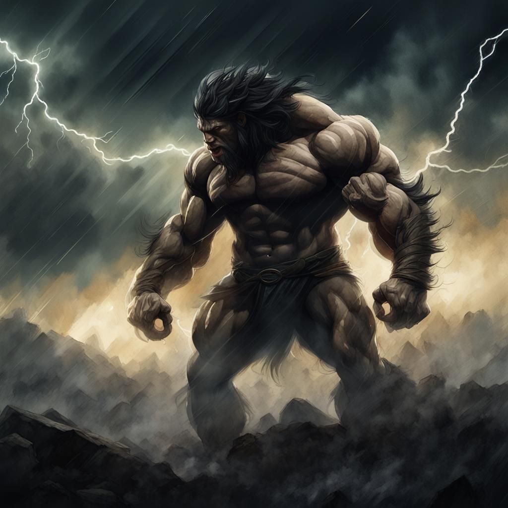 Mighty Beast Emerges in Dramatic Watercolor Storm