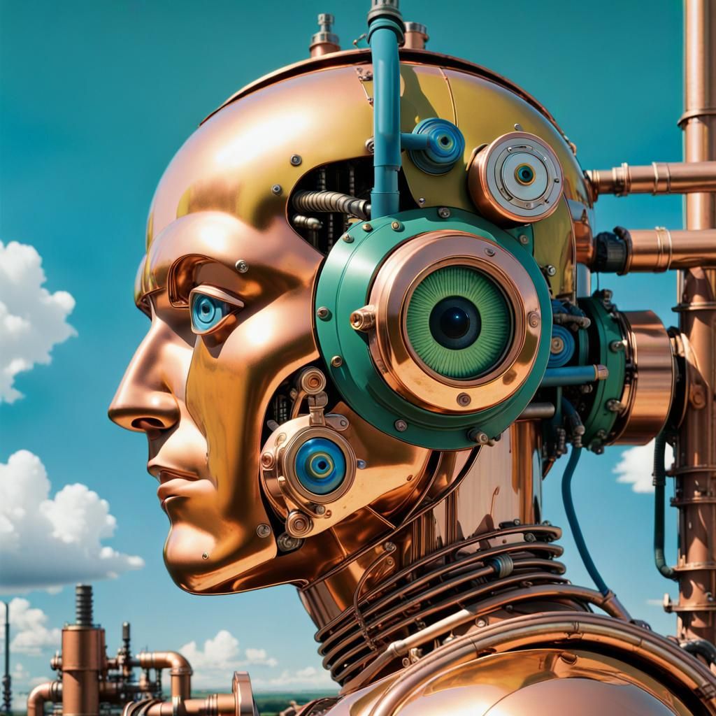 Cyborg Man in 1930s Propaganda Poster Style