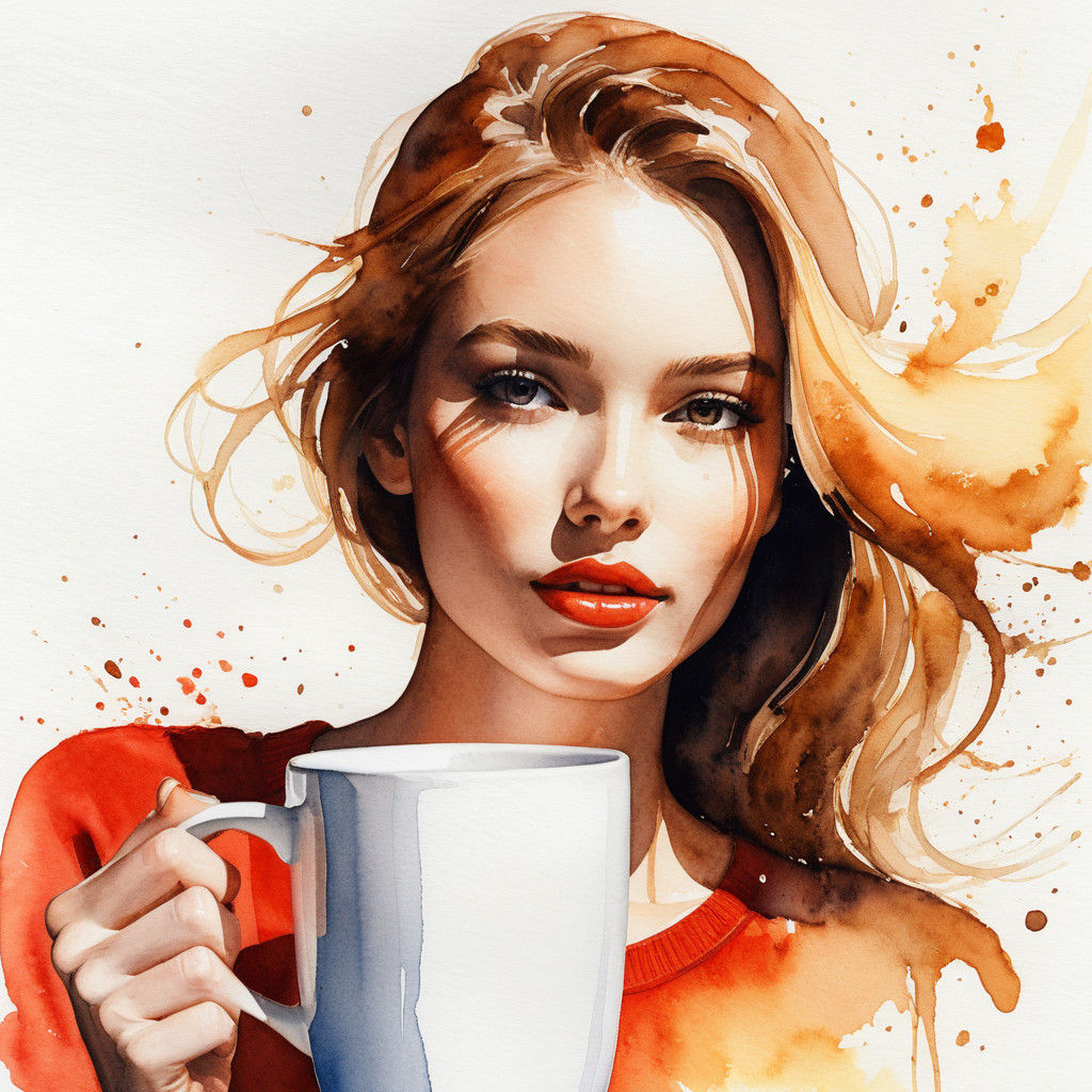 Vibrant Coffee Portrait in Impressionist Style