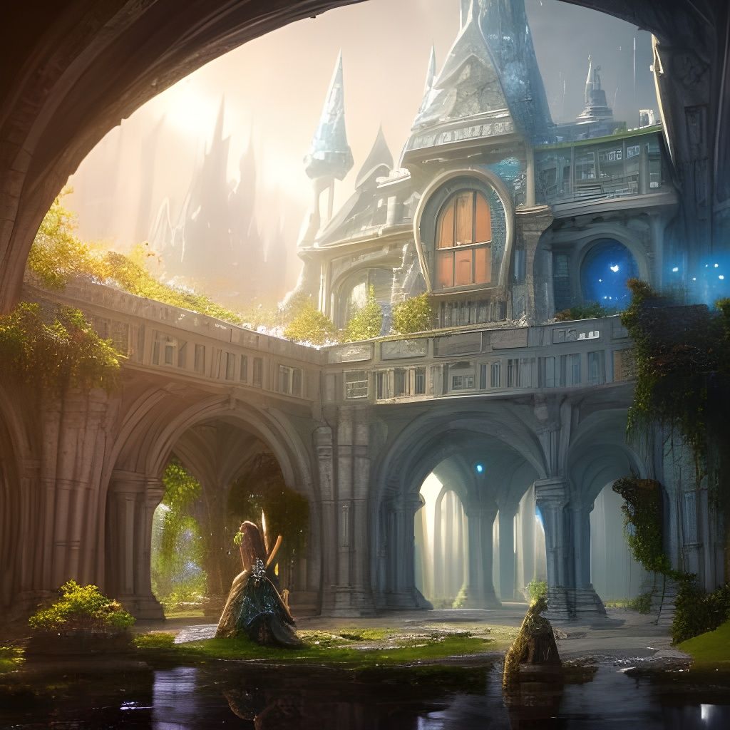 Crystal Terrarium Palace: Sci-Fi Digital Art