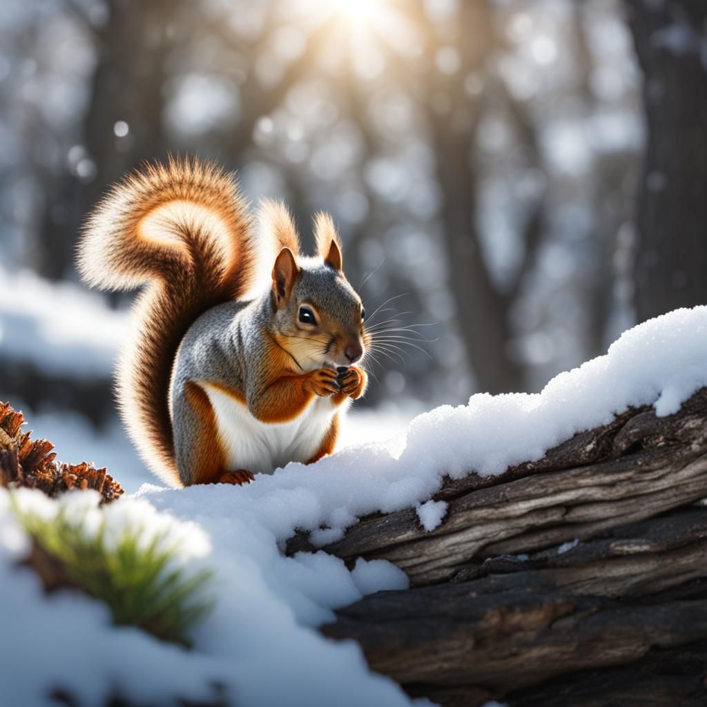 Squirrels Awaken as Spring Thaws: Matte Painting