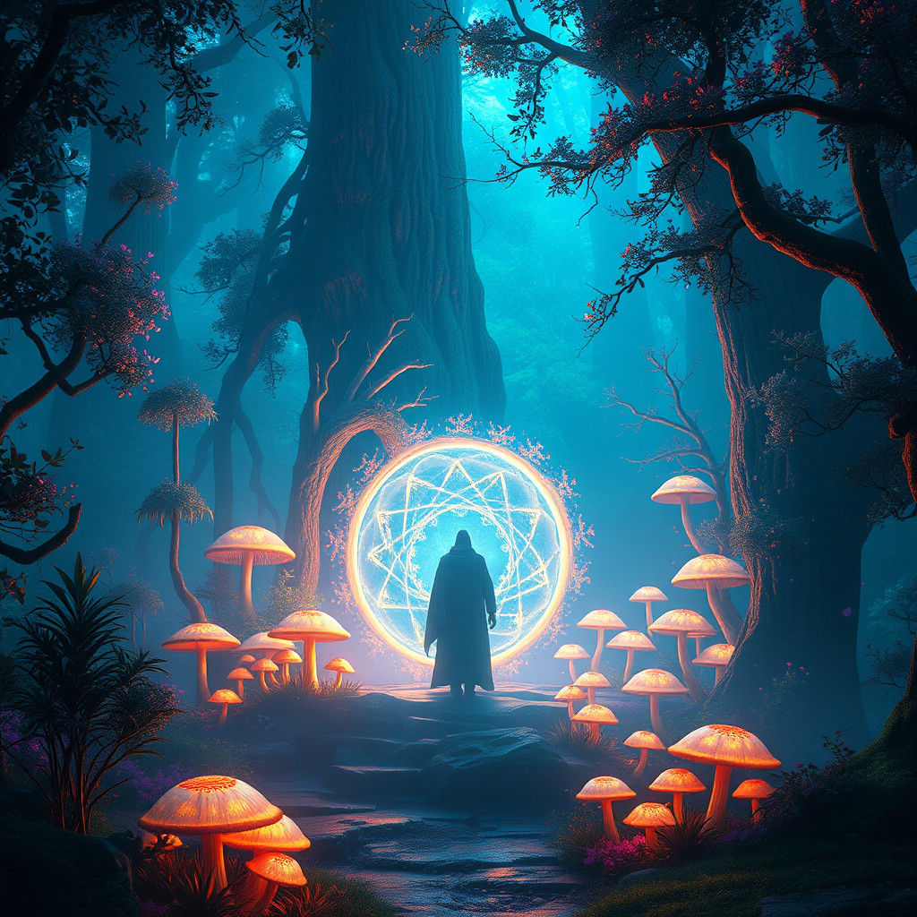 Magical Mushroom Forest Portal in Digital Art Style