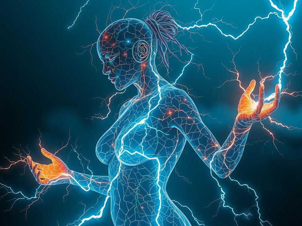 Glowing Lightning Gourd Silhouette in Electropunk Style