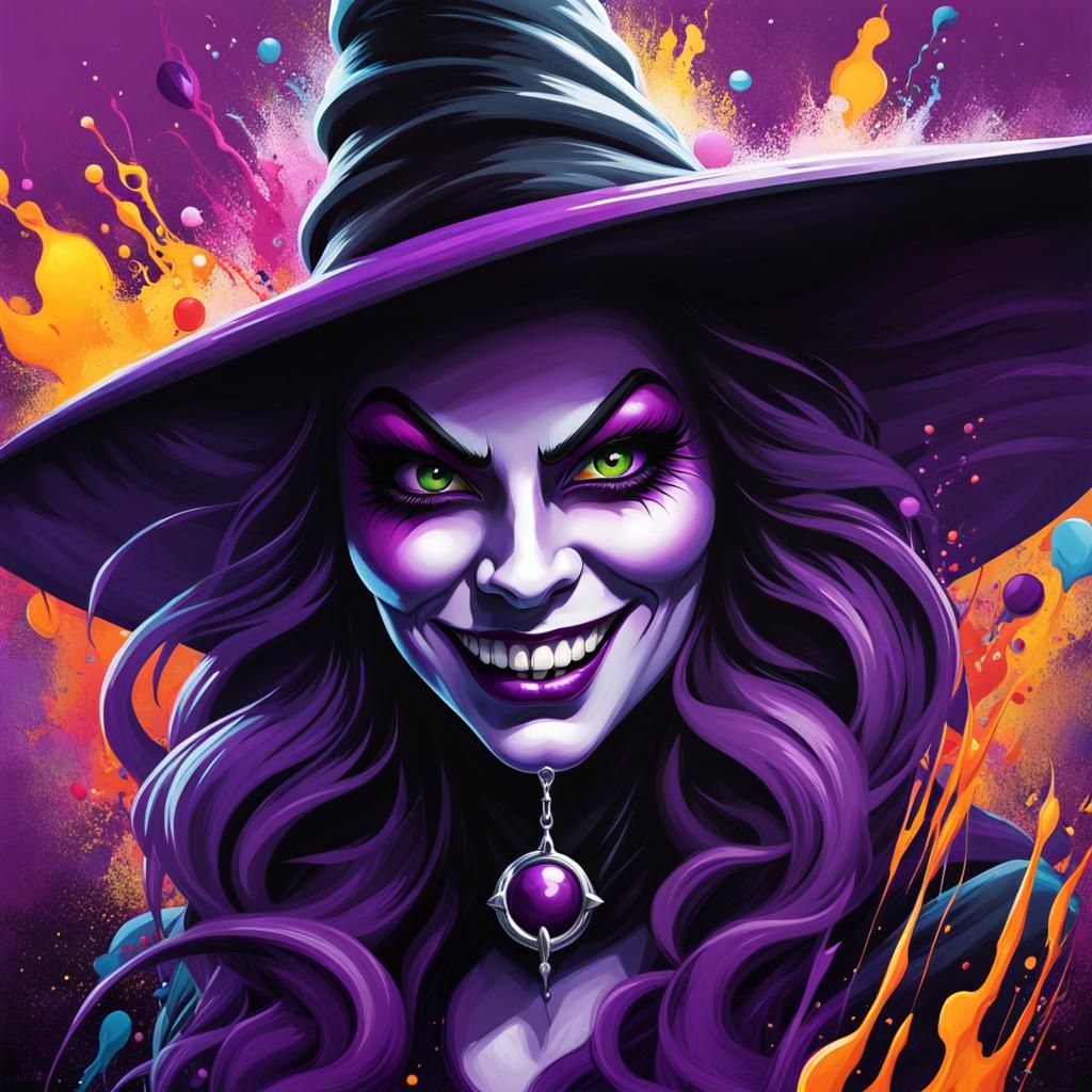 Wicked Purple Witch Graffiti Art