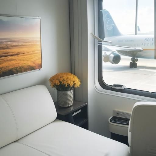 Remote Worker in Airport Lounge: Digital Illustration