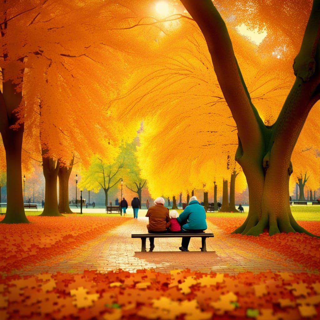 Autumn Park Scene in German Romanticism Style