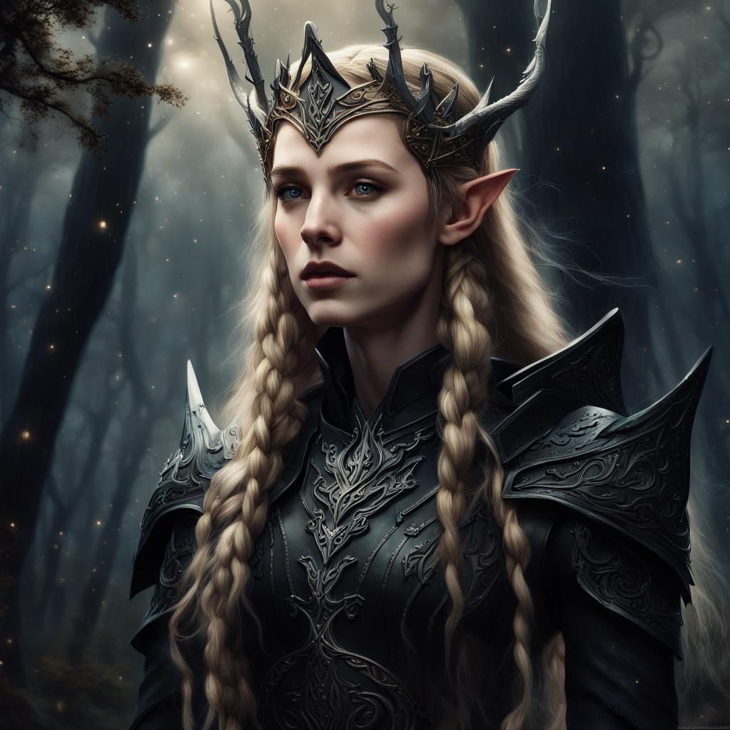 Elvish Warrior in Dark Fantasy Realm