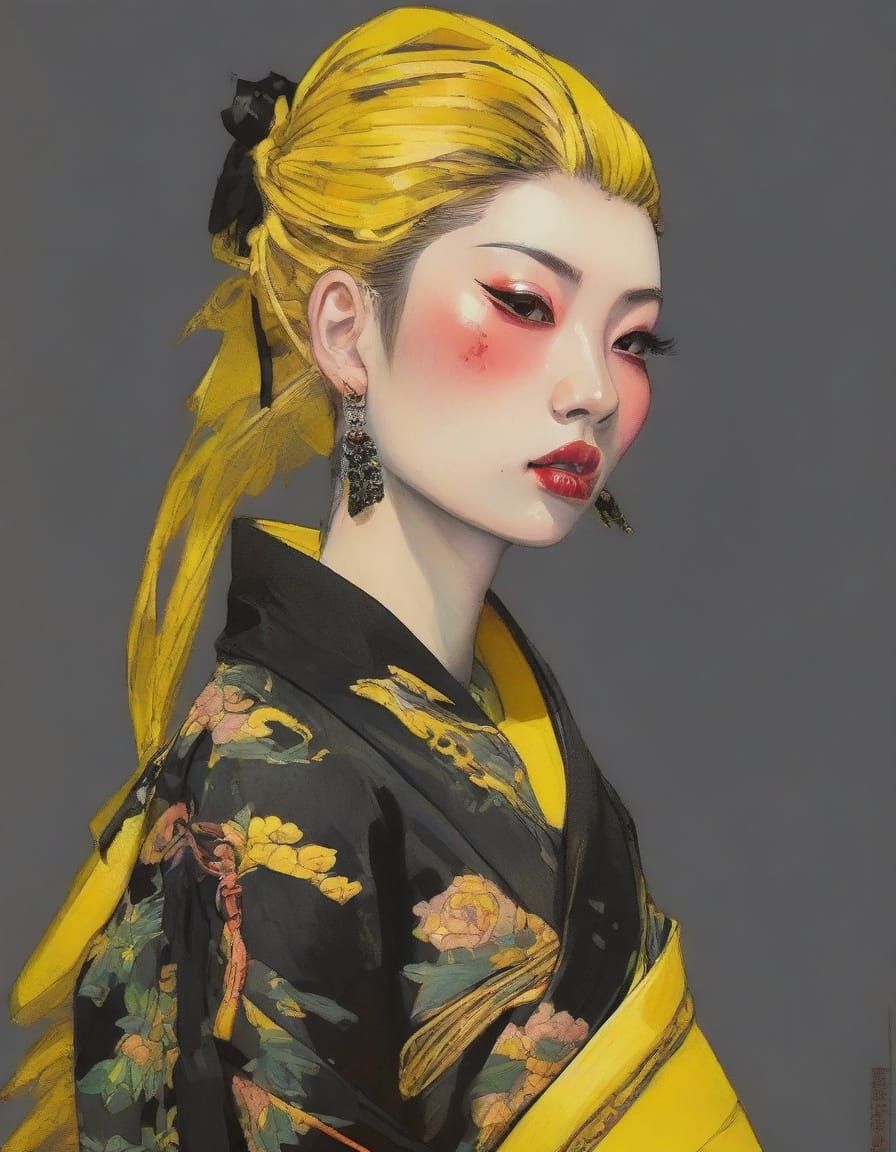 Gothic Punk Rebel in Anime-Inspired, Neon-Lit Vibe