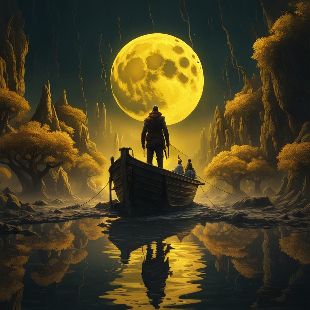 Melting Yellow Moon Fantasy Concept Art