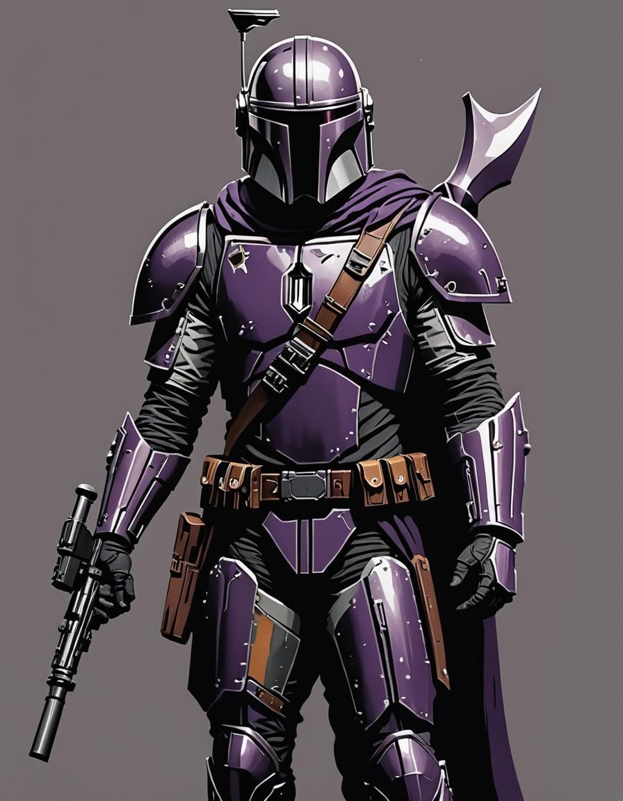 Mandalorian Warrior in Detailed Flat Vector Clipart
