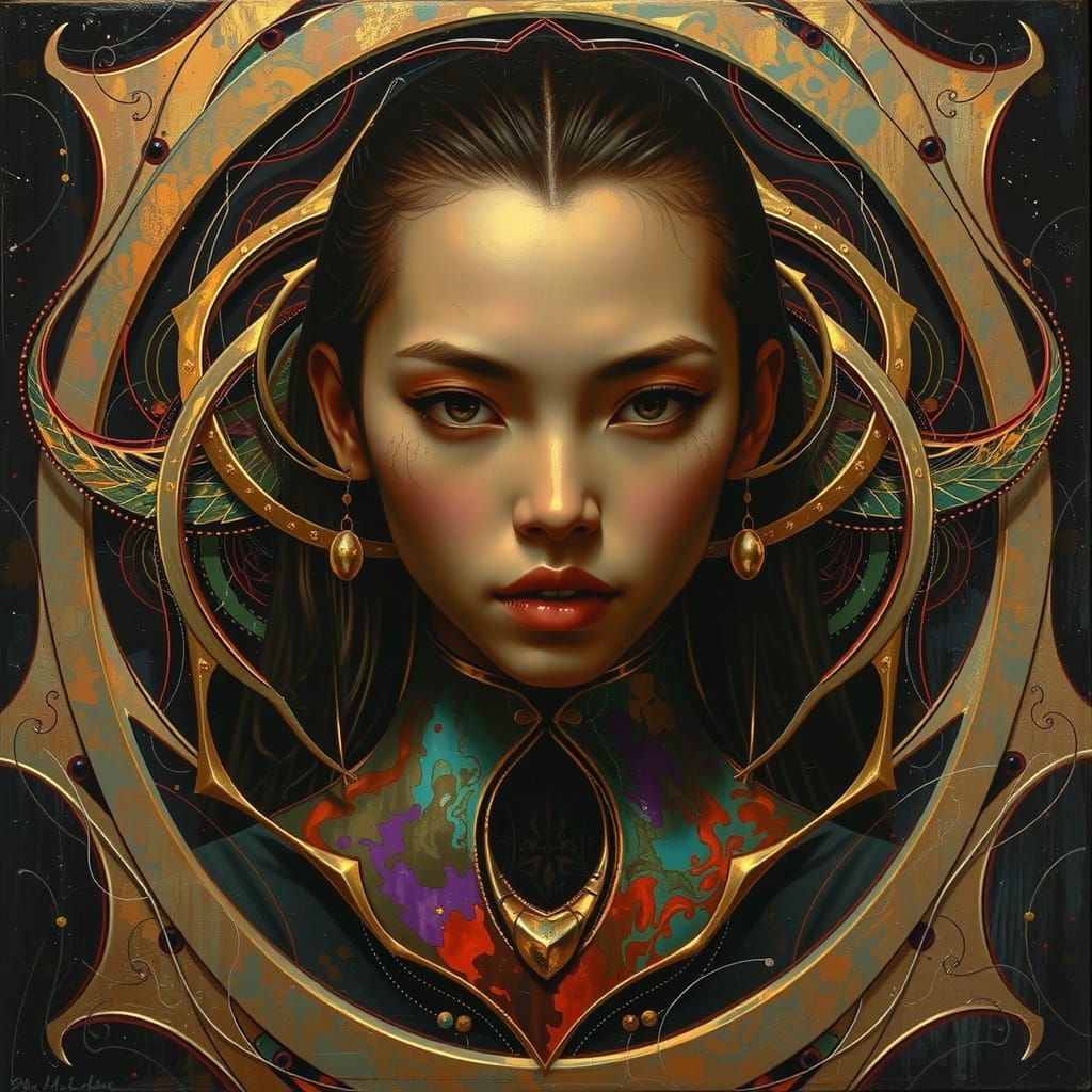 Abstract Expressionism with Iridescent Swirling Patterns