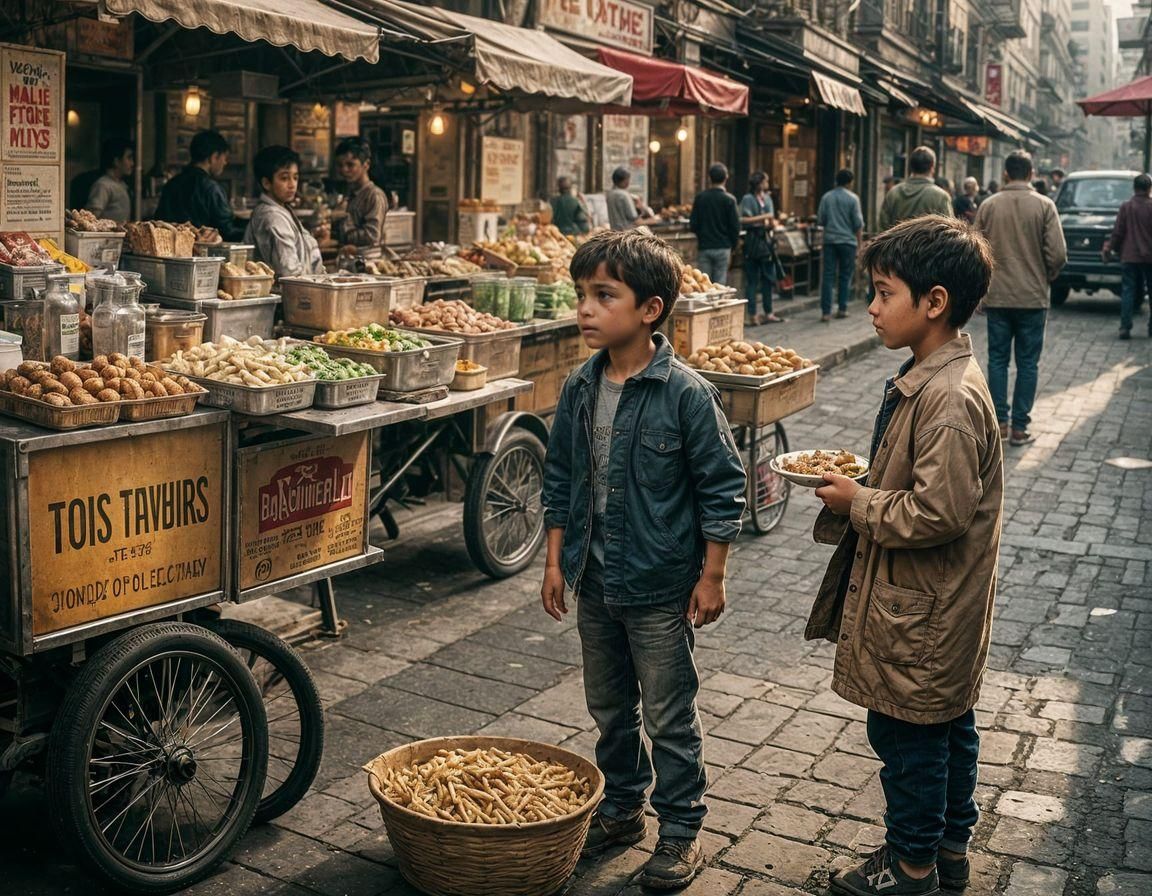 Street Food Vendor's Kindness: A Cinematic Still