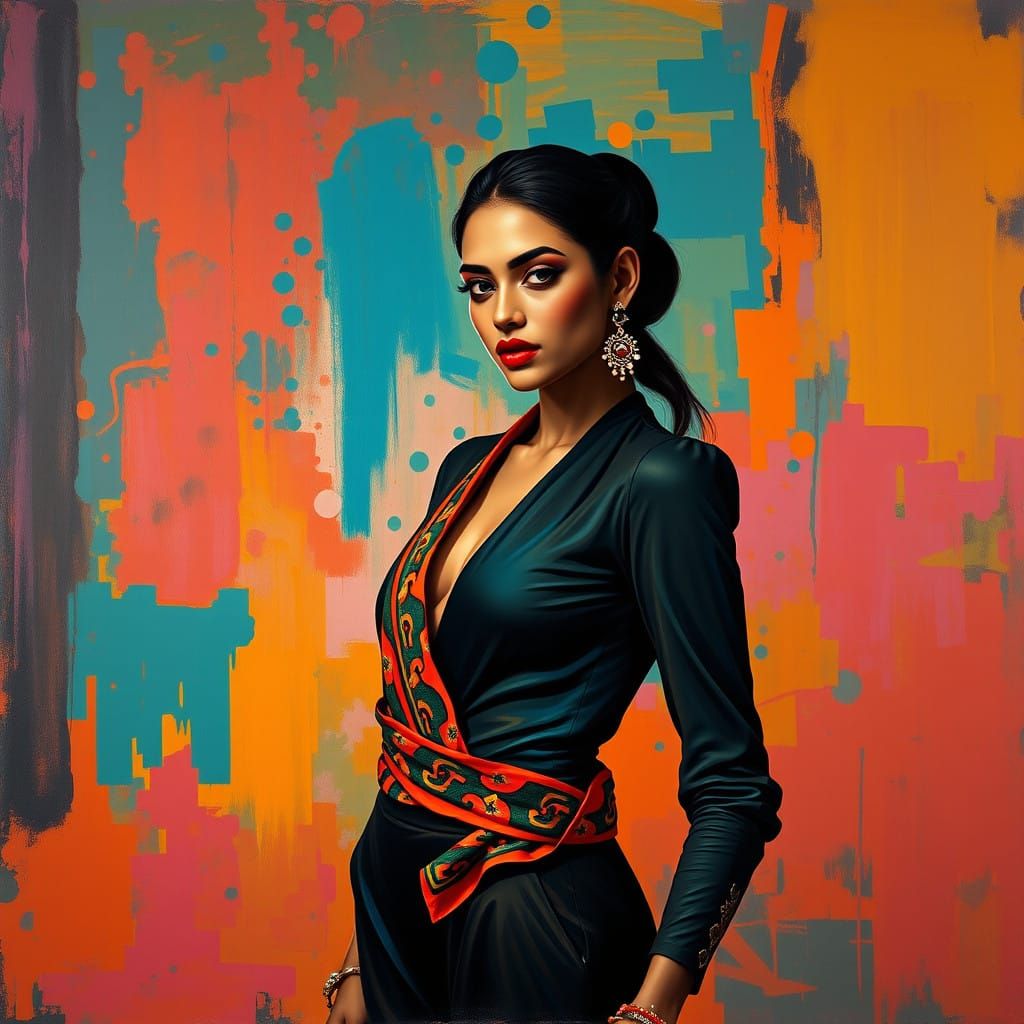 Confident Indian Beauty in Vibrant Contemporary Style