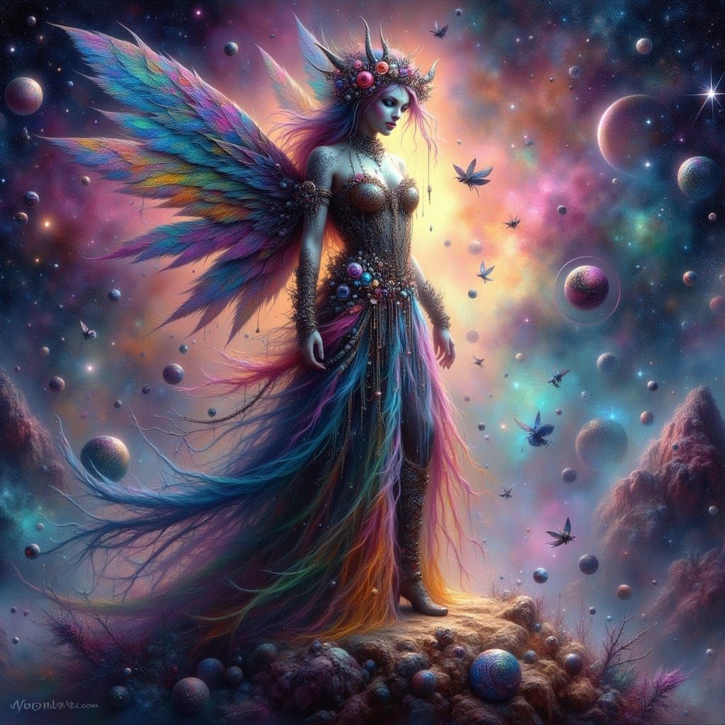 Celestial Goddess in Nebula, Epic Mythological Art