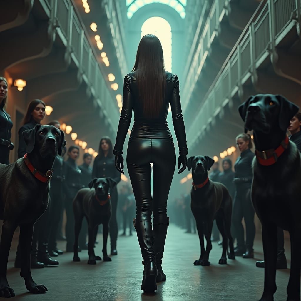 Stern Female Guard Leads Training Session