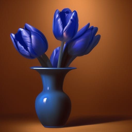 Hyperrealistic Blue Tulips in Dark Fantasy Style